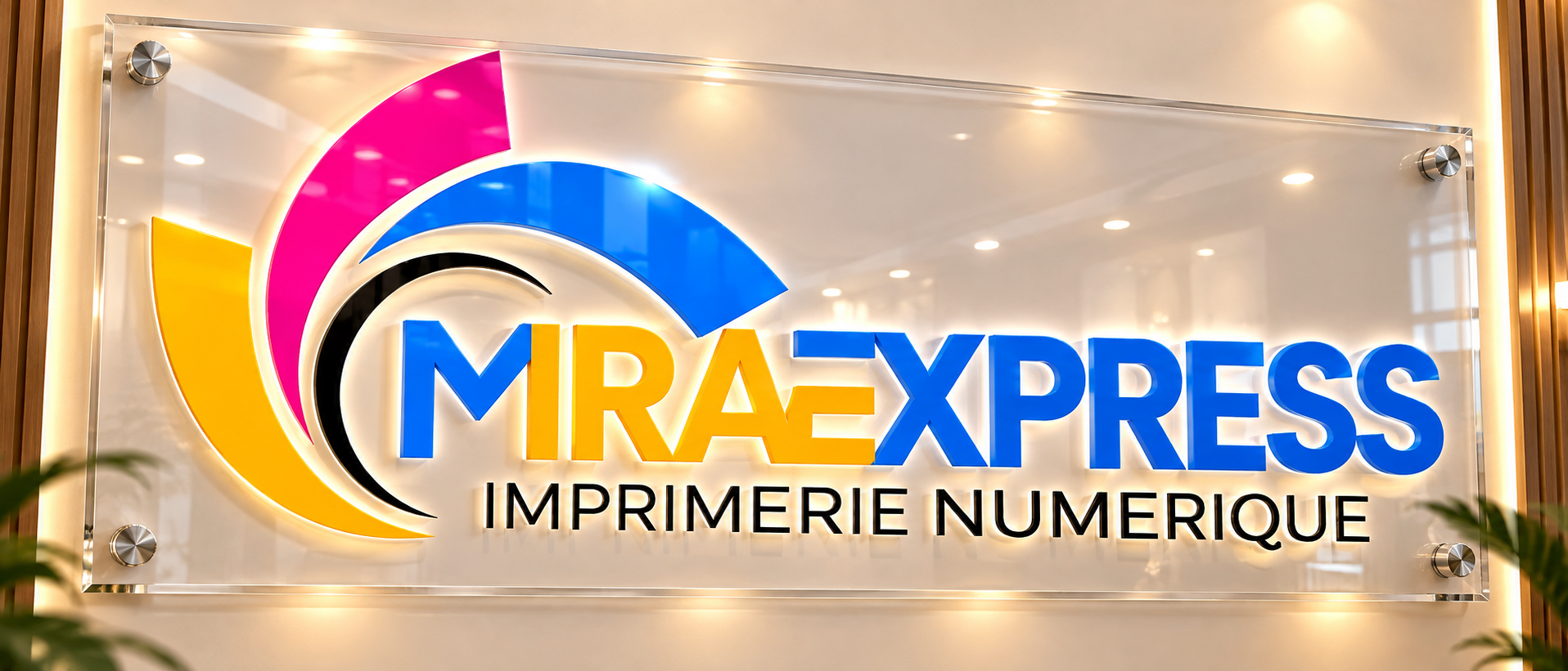 Enseigne lumineuse MIRA EXPRESS, Imprimerie numérique, sur plexiglas